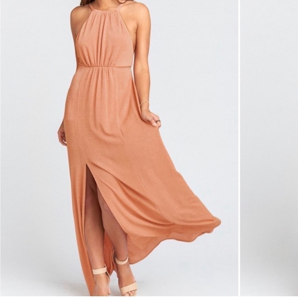 Show Me Your MuMu Amanda Copper Sparkle Maxi Dress